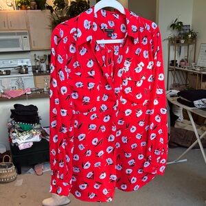 Ann Taylor Scarlet Floral Blouse